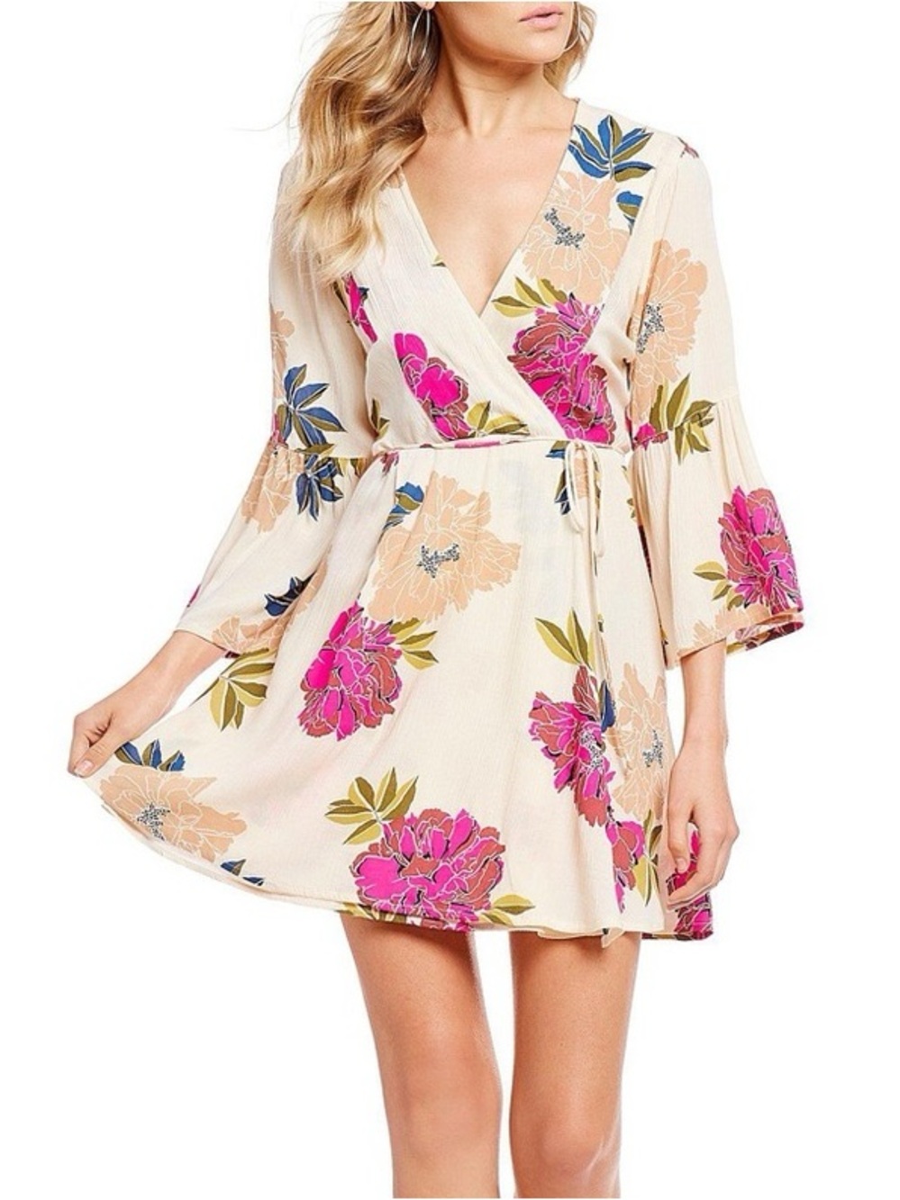 Billabong floral flowy wrap dress Small